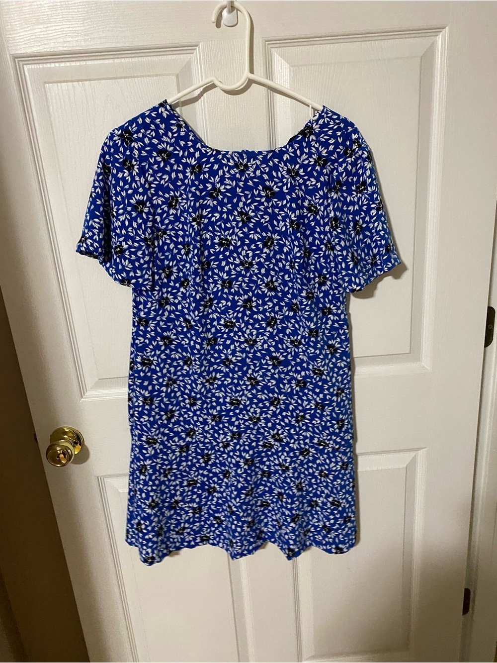 Ann Taylor Royal Blue Short Sleeve Floral Mini Dress